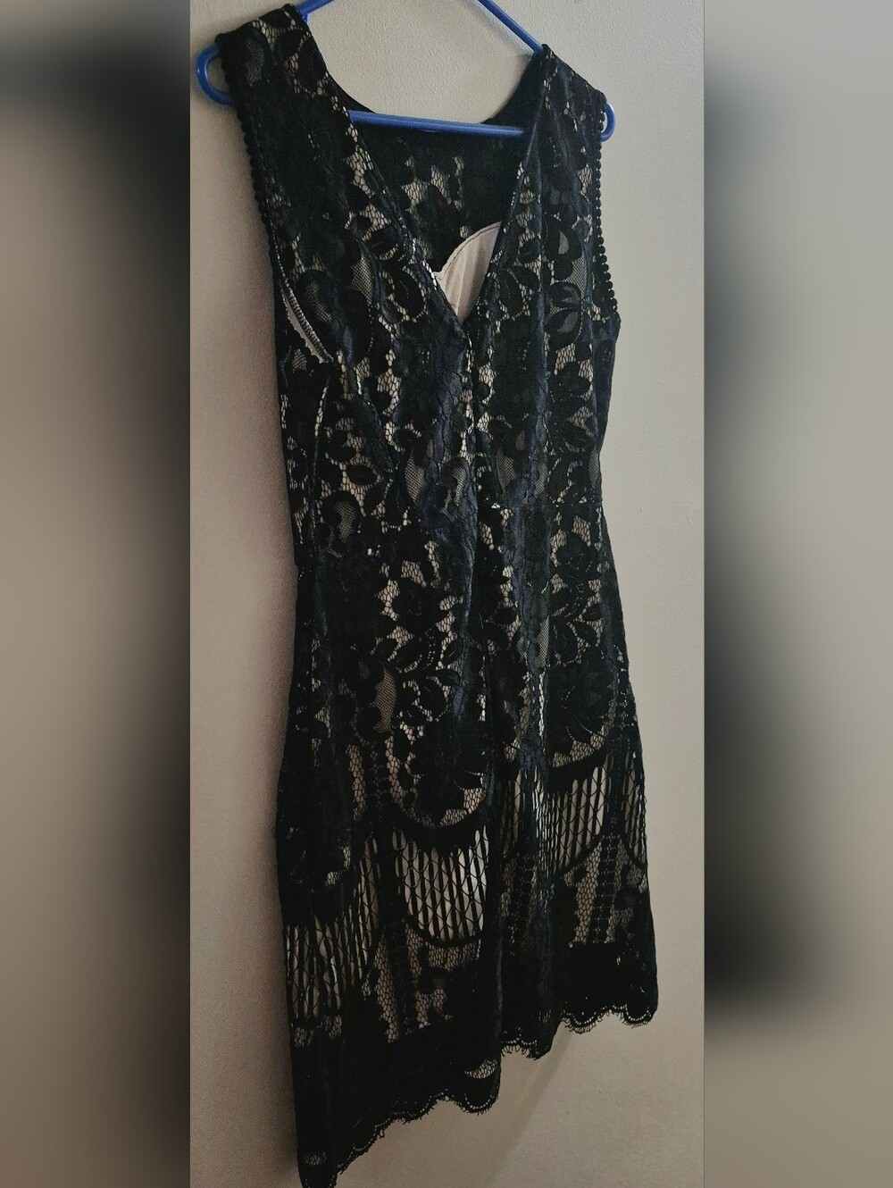 Black Lace Overlay Sleeveless Dress